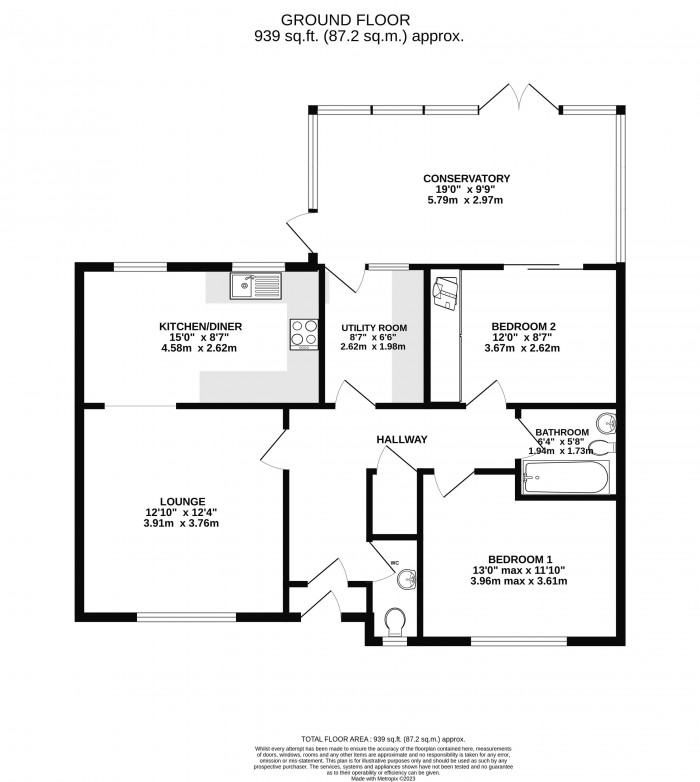 Floorplan for Villa Close, Branston, Lincoln