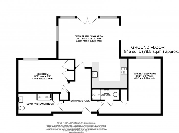 Floorplan for Marine Point Apartments, Marine Approach, Burton Waters, Lincoln