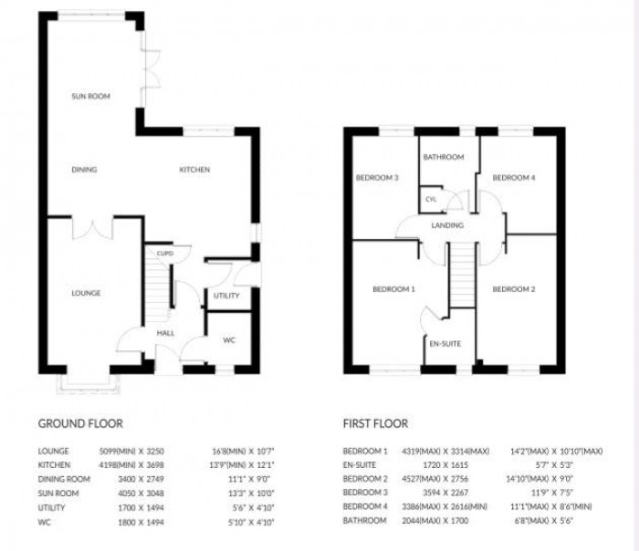 Floorplan for Plot 97, The Fordite, Langton Rise, Horncastle