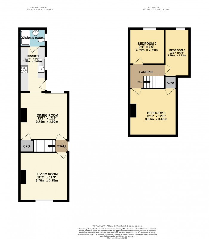 Floorplan for Chestnut Street, Uphill, Lincoln