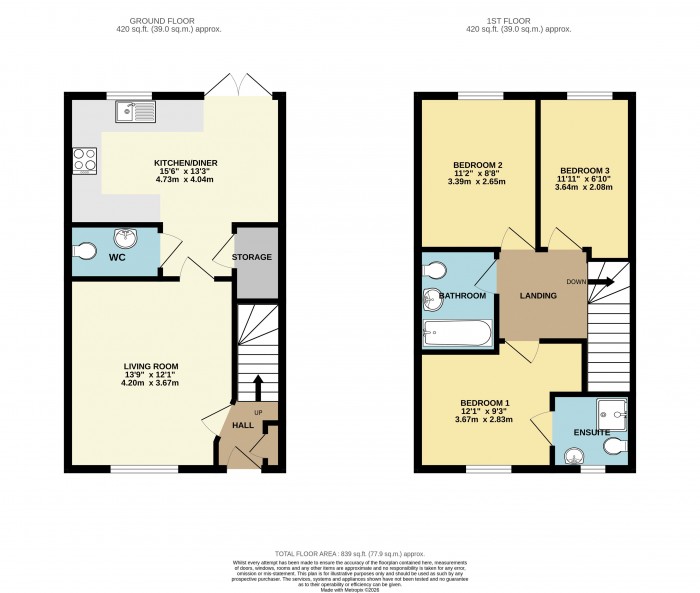 Floorplan for Fogg Close , Waddington, Lincoln