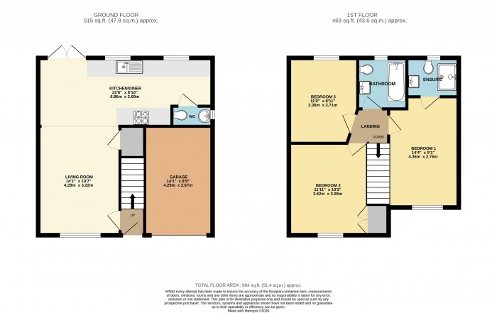 Floorplan for Petunia Way, Witham St. Hughs, Lincoln