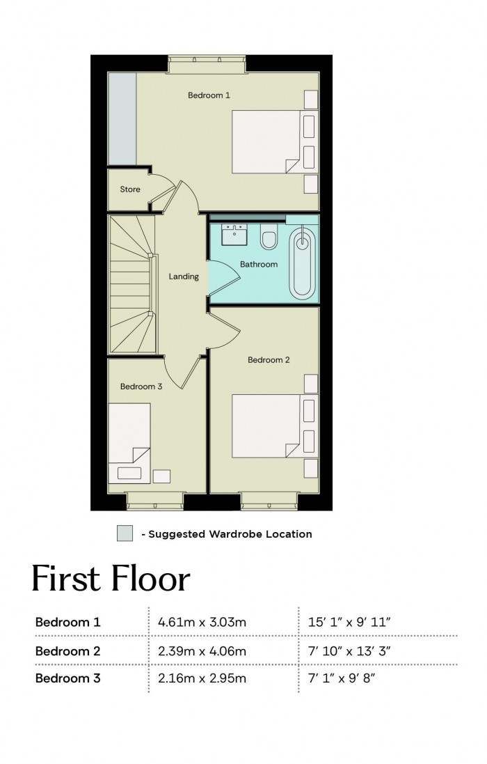 Floorplan for Plot 174 – The Rosedale, Prebend Lane, Welton